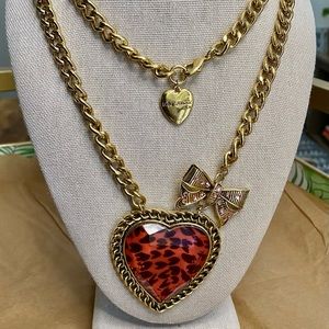 Betsey Johnson Leopard Heart Pendant